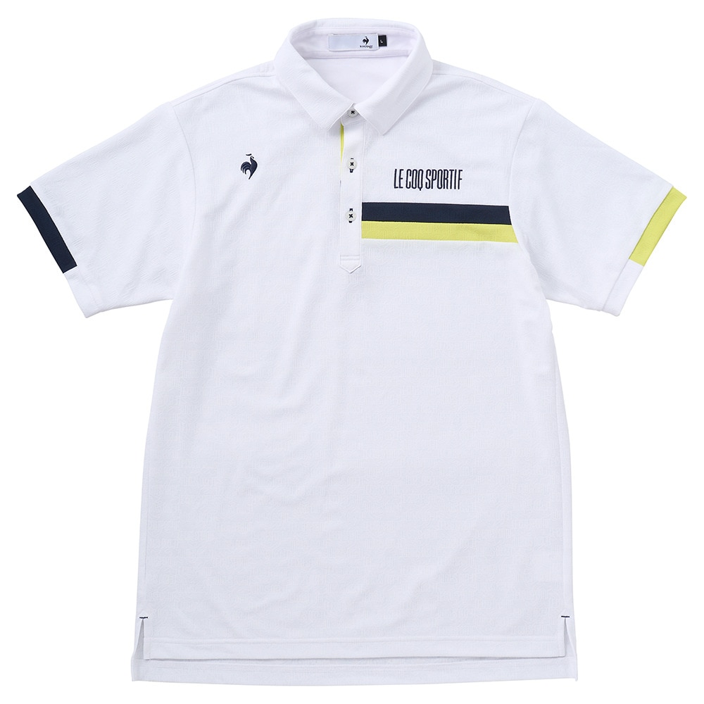 ルコックスポルティフ（lecoqsportif）（メンズ）ゴルフウェア メッシュ 小柄ジャガード 半袖ポロシャツ LG5SHS08M WH00