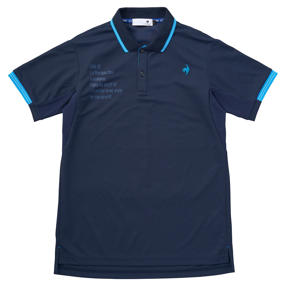 ルコックスポルティフ（lecoqsportif）（メンズ）ゴルフウェア 冷感 部分メッシュ ベーシックデザイン 半袖ポロシャツ LG5SHS12M NV00