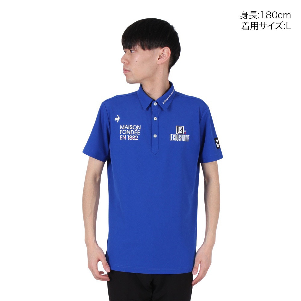 ルコックスポルティフ（lecoqsportif）（メンズ）ゴルフウェア 吸汗速乾 定番 無地半袖シャツ LG5SHS13M BL00