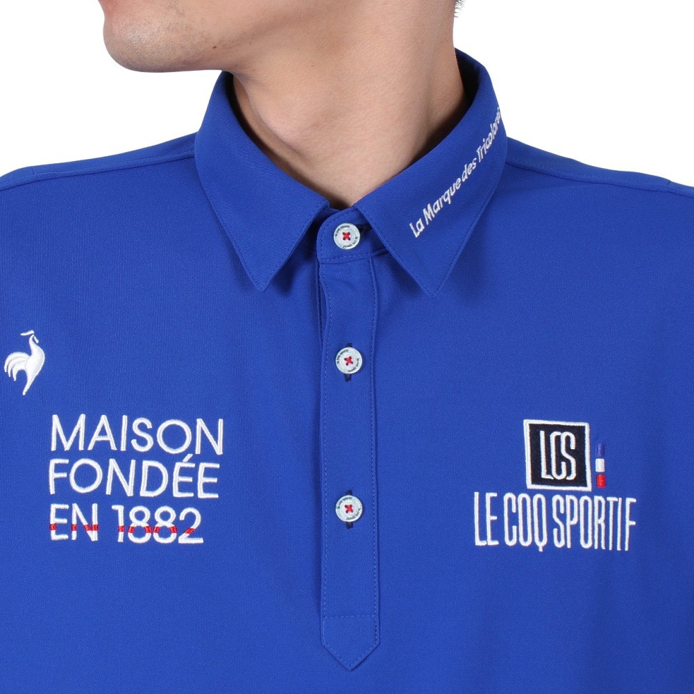 ルコックスポルティフ（lecoqsportif）（メンズ）ゴルフウェア 吸汗速乾 定番 無地半袖シャツ LG5SHS13M BL00