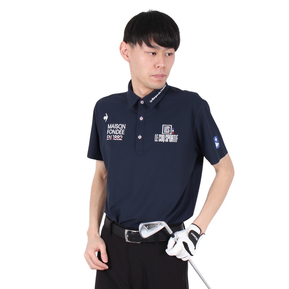ルコックスポルティフ（lecoqsportif）（メンズ）ゴルフウェア 吸汗速乾 定番 無地半袖シャツ LG5SHS13M NV00