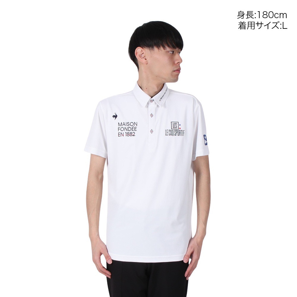 ルコックスポルティフ（lecoqsportif）（メンズ）ゴルフウェア 吸汗速乾 定番 無地半袖シャツ LG5SHS13M WH00