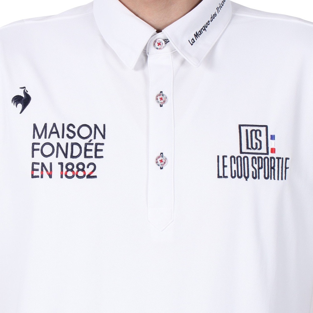 ルコックスポルティフ（lecoqsportif）（メンズ）ゴルフウェア 吸汗速乾 定番 無地半袖シャツ LG5SHS13M WH00