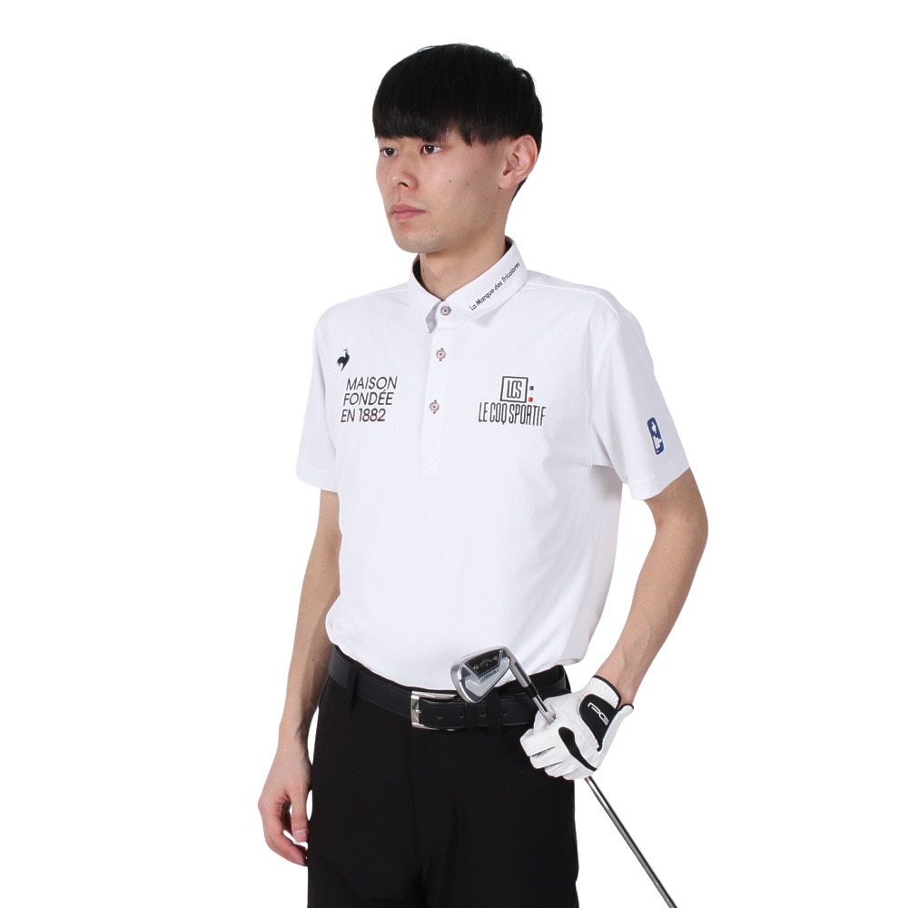 ルコックスポルティフ（lecoqsportif）（メンズ）ゴルフウェア 吸汗速乾 定番 無地半袖シャツ LG5SHS13M WH00
