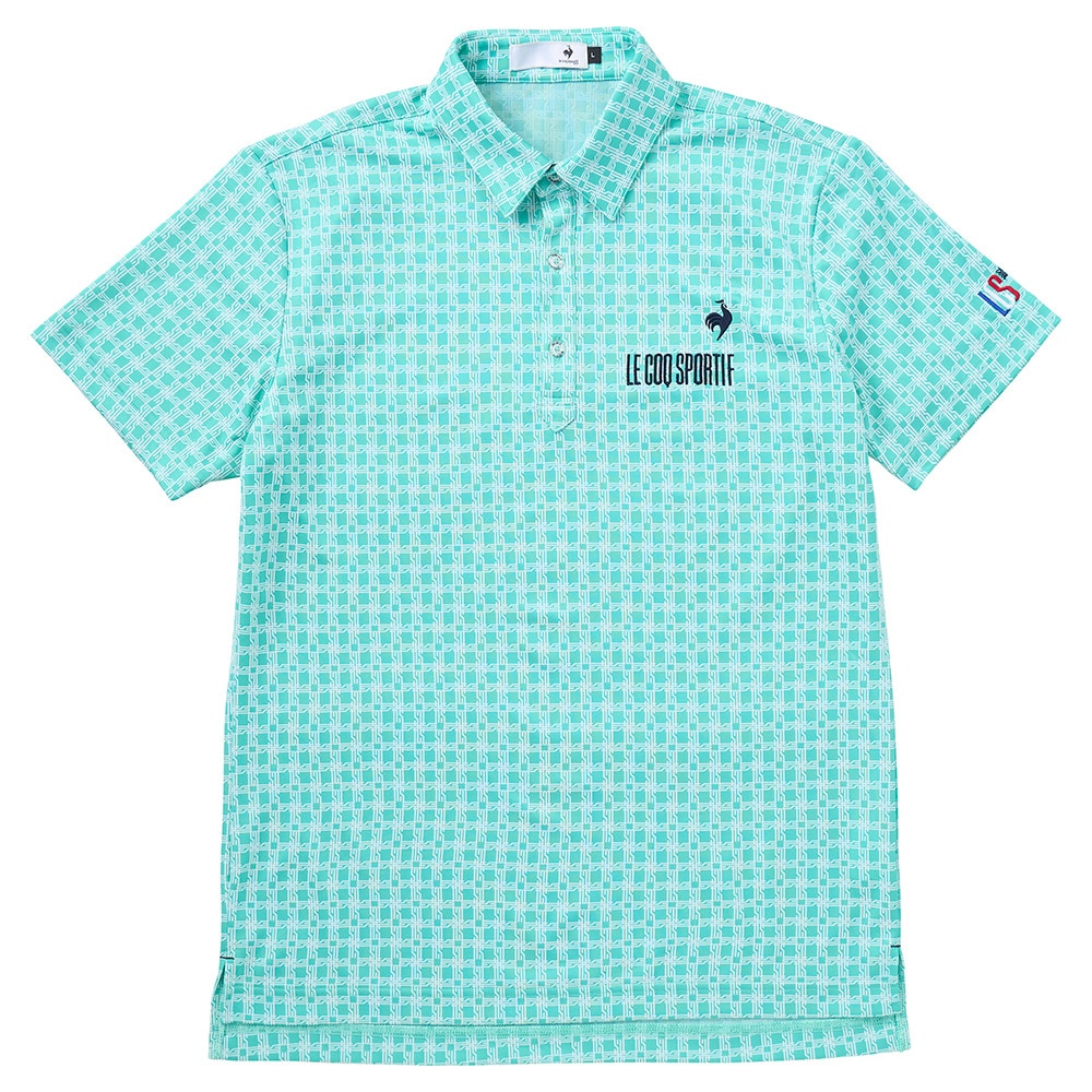 ルコックスポルティフ（lecoqsportif）（メンズ）ゴルフウェア 吸汗速乾 モノグラム柄ジャガード 半袖シャツ LG5SHS14M EM00