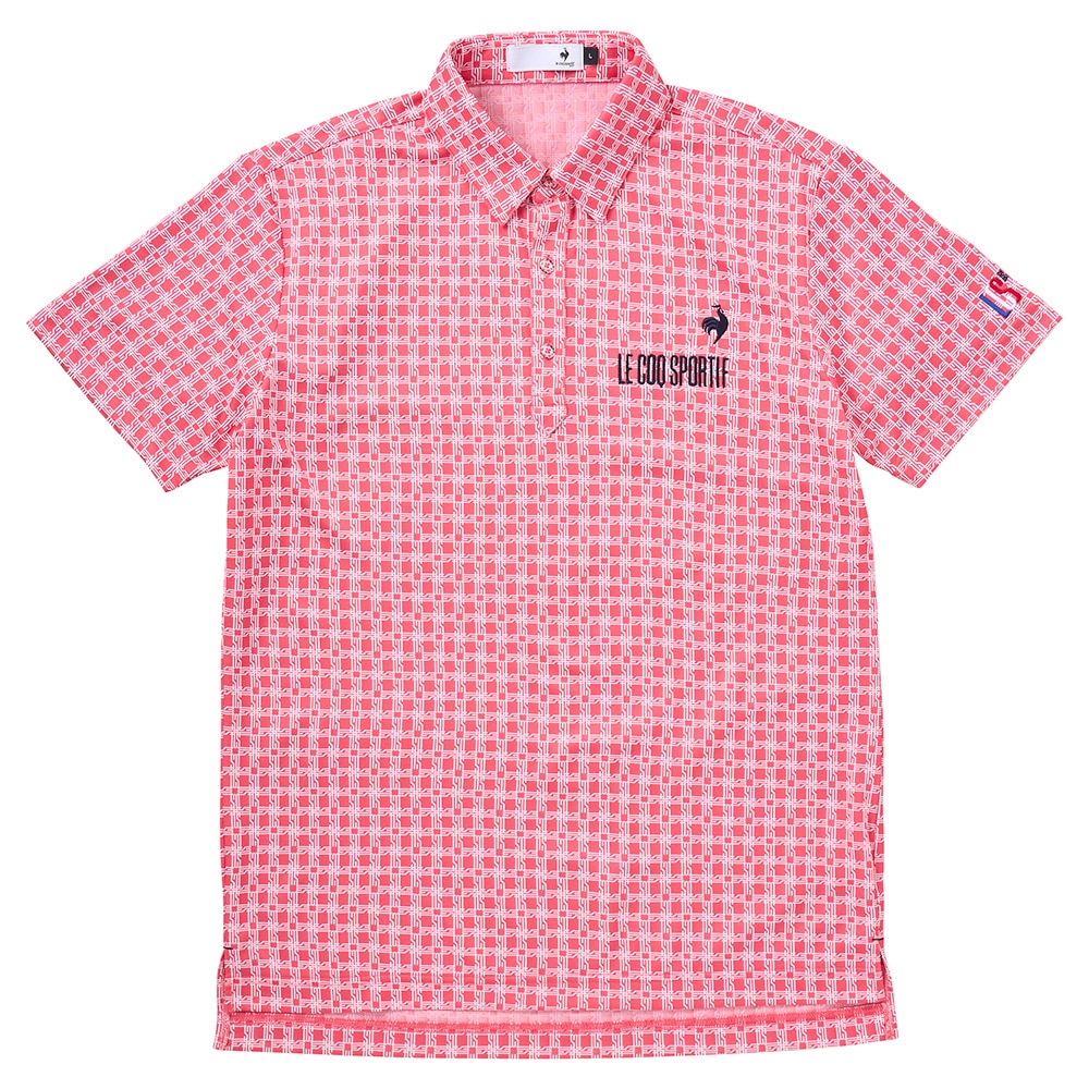 ルコックスポルティフ（lecoqsportif）（メンズ）ゴルフウェア 吸汗速乾 モノグラム柄ジャガード 半袖シャツ LG5SHS14M PK00