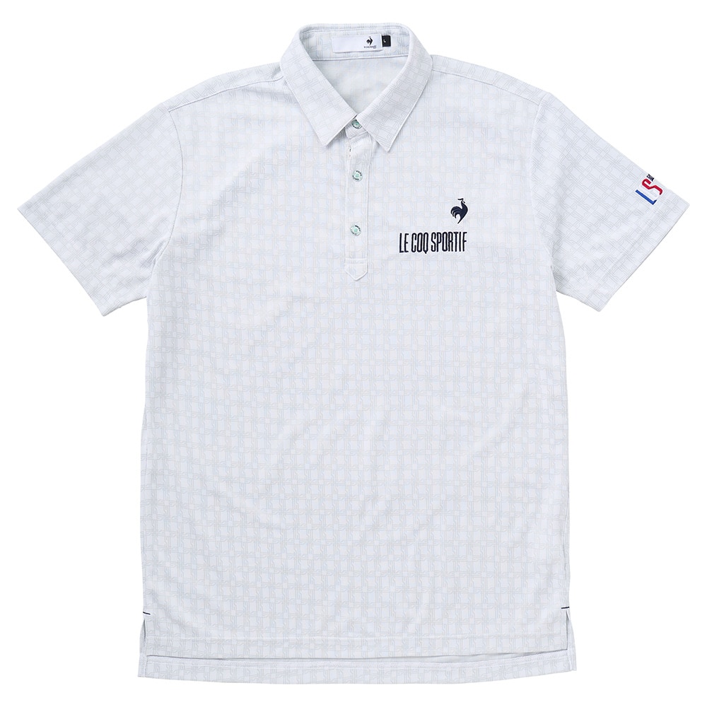 ルコックスポルティフ（lecoqsportif）（メンズ）ゴルフウェア 吸汗速乾 モノグラム柄ジャガード 半袖シャツ LG5SHS14M WH00