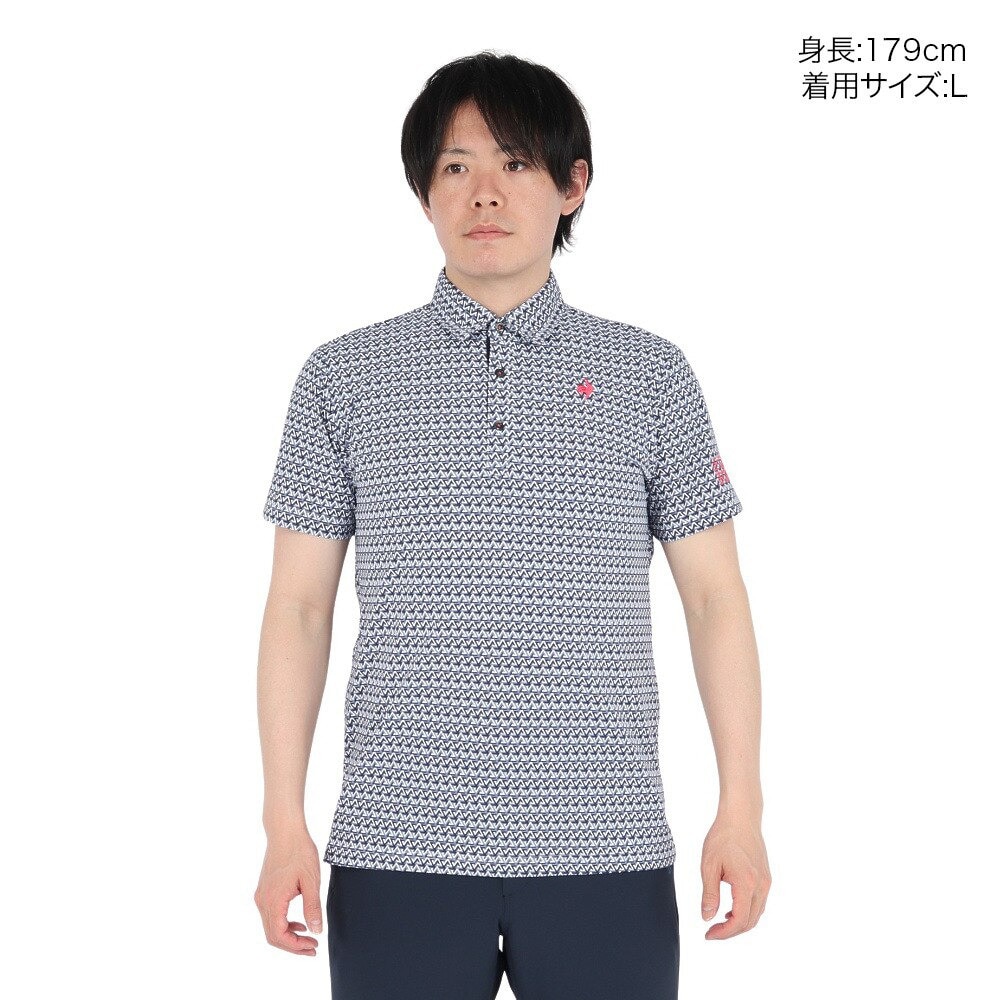 ルコックスポルティフ（lecoqsportif）（メンズ）ゴルフウェア ストレッチ トライアングル 小柄半袖シャツ LG5SHS06M NV00