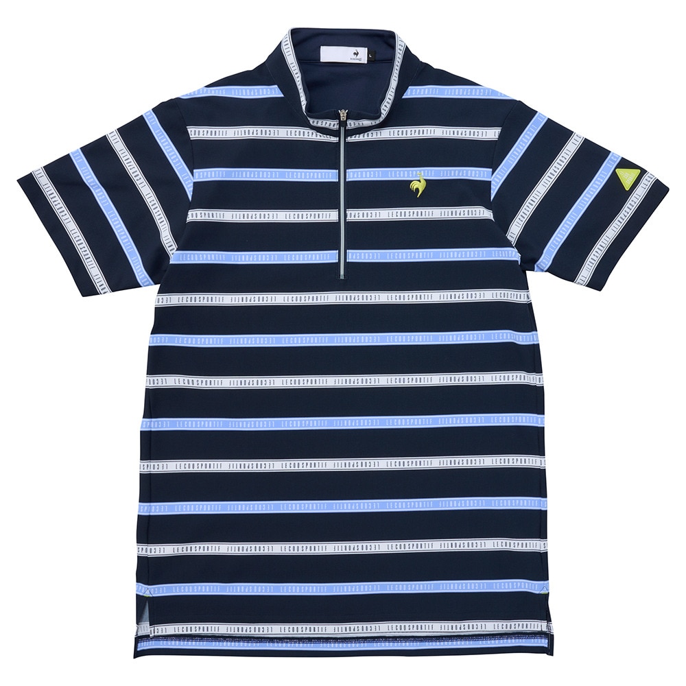 ルコックスポルティフ（lecoqsportif）（メンズ）ゴルフウェア 遮熱 ボーダー柄 ハーフジップ 半袖シャツ LG5SHS80M NV00