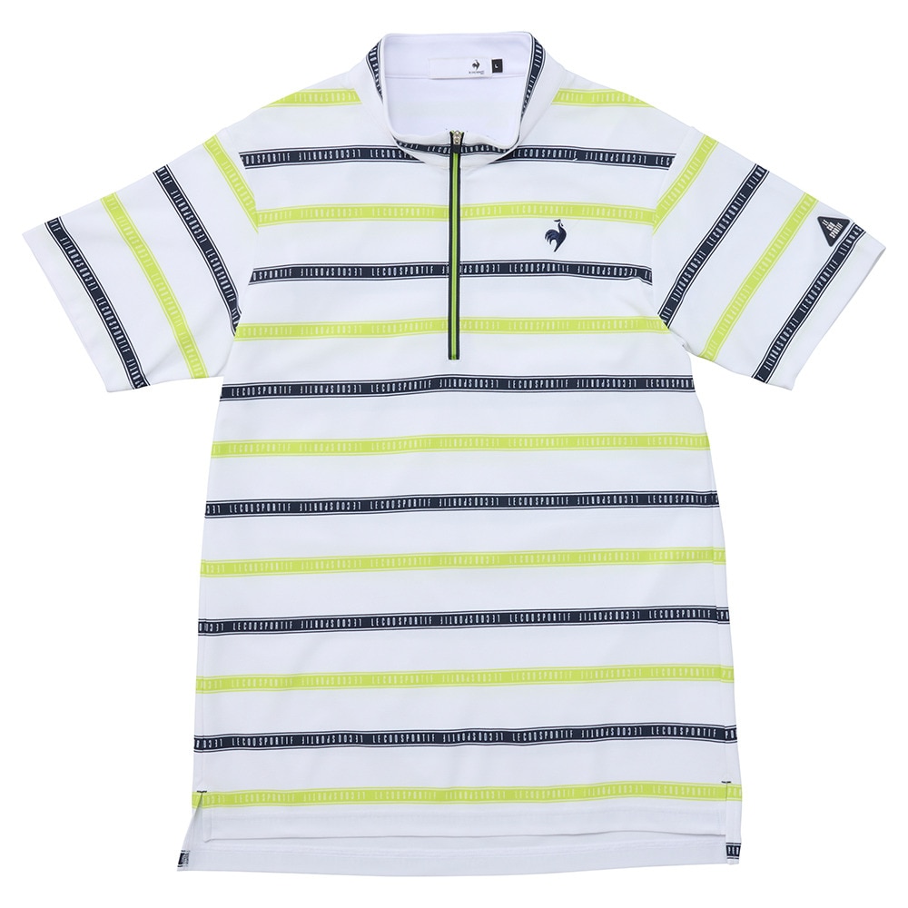 ルコックスポルティフ（lecoqsportif）（メンズ）ゴルフウェア 遮熱 ボーダー柄 ハーフジップ 半袖シャツ LG5SHS80M WH00