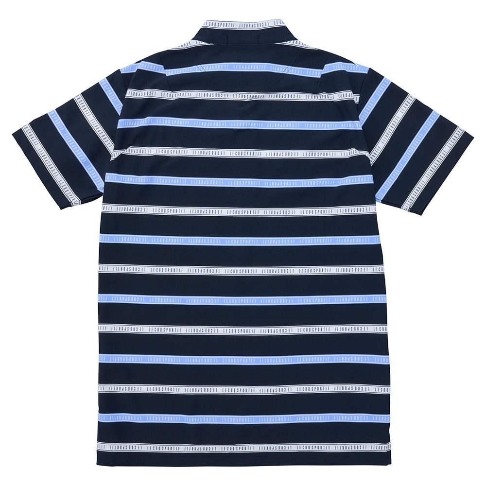 ルコックスポルティフ（lecoqsportif）（メンズ）ゴルフウェア 遮熱 ボーダー柄 ハーフジップ 半袖シャツ LG5SHS80M NV00