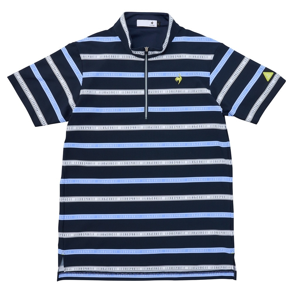 ルコックスポルティフ（lecoqsportif）（メンズ）ゴルフウェア 遮熱 ボーダー柄 ハーフジップ 半袖シャツ LG5SHS80M NV00