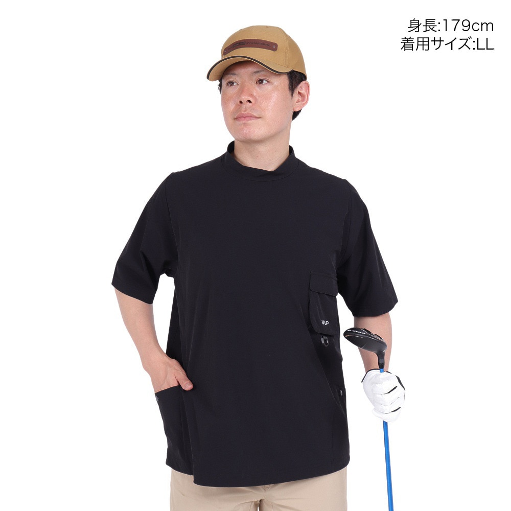 ザ・ワープ・バイ・エネーレ（The Warp By Ennerre）（メンズ）ゴルフウェア 半袖 ウィンドモックネックプルオーバー WG5RTG13 BLK