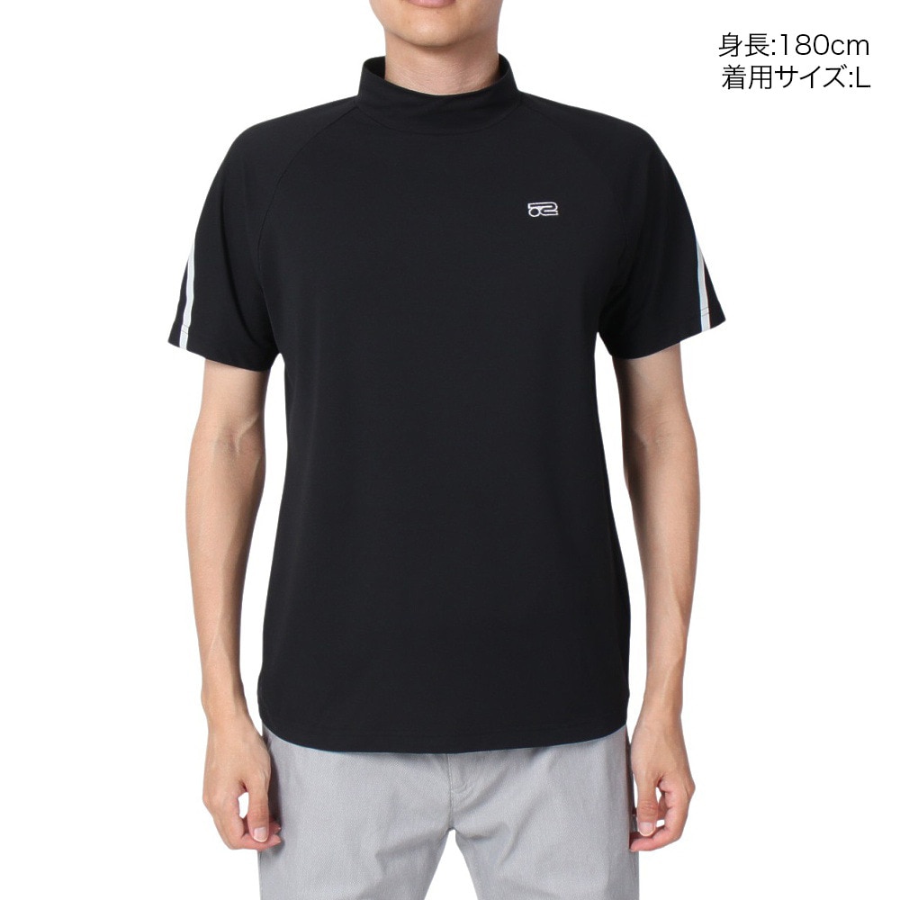 ROSASEN（メンズ）ゴルフウェア 吸汗 速乾 半袖 A-Line モックネック ロゴTシャツ 047-28442-019