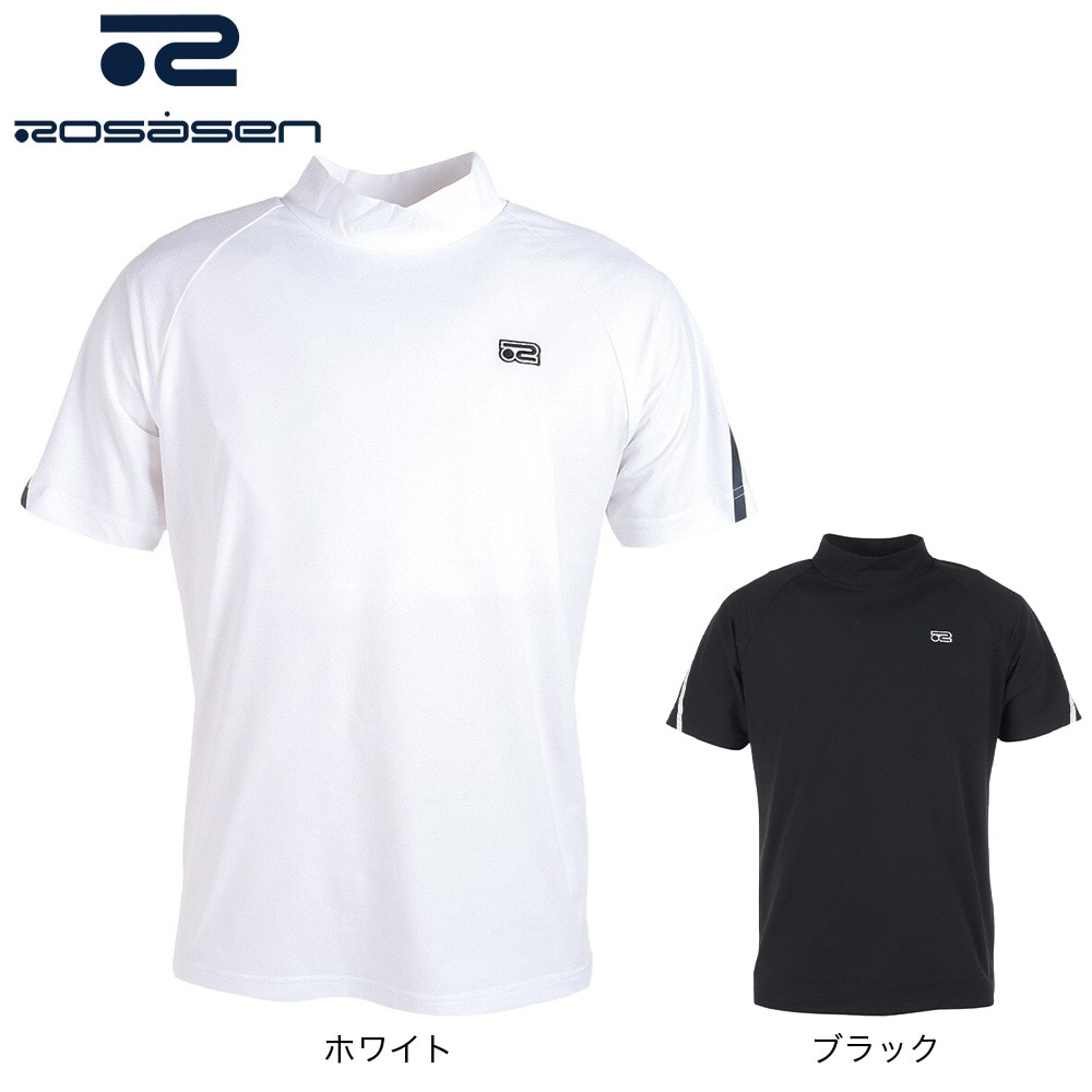 ROSASEN（メンズ）ゴルフウェア 吸汗 速乾 半袖 A-Line モックネック ロゴTシャツ 047-28442-019