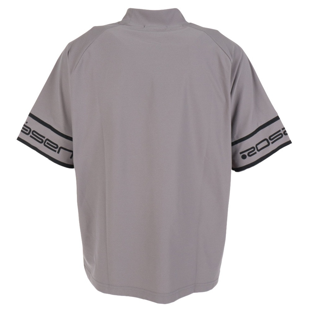 ROSASEN（メンズ）ゴルフウェア 吸汗 速乾 半袖 A-Line モックネック ロゴTシャツ 047-28443-013