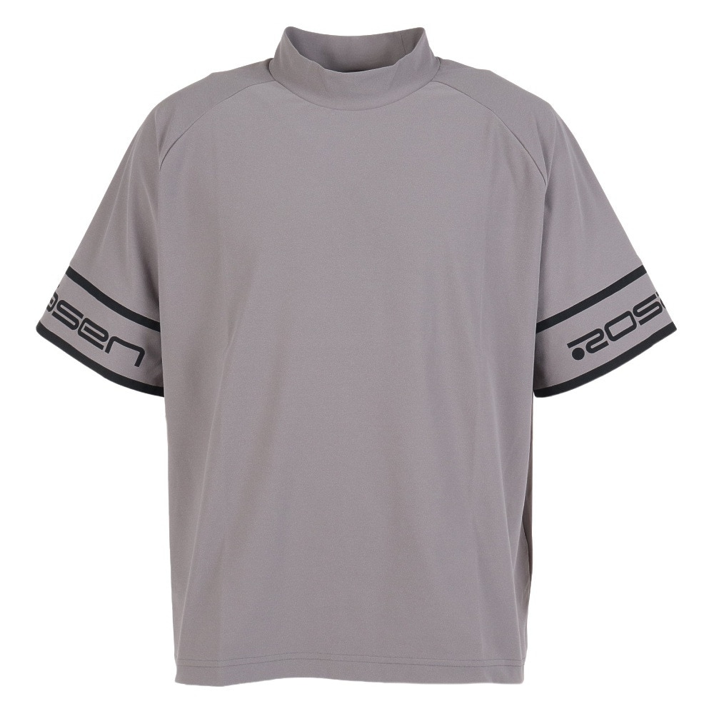 ROSASEN（メンズ）ゴルフウェア 吸汗 速乾 半袖 A-Line モックネック ロゴTシャツ 047-28443-013