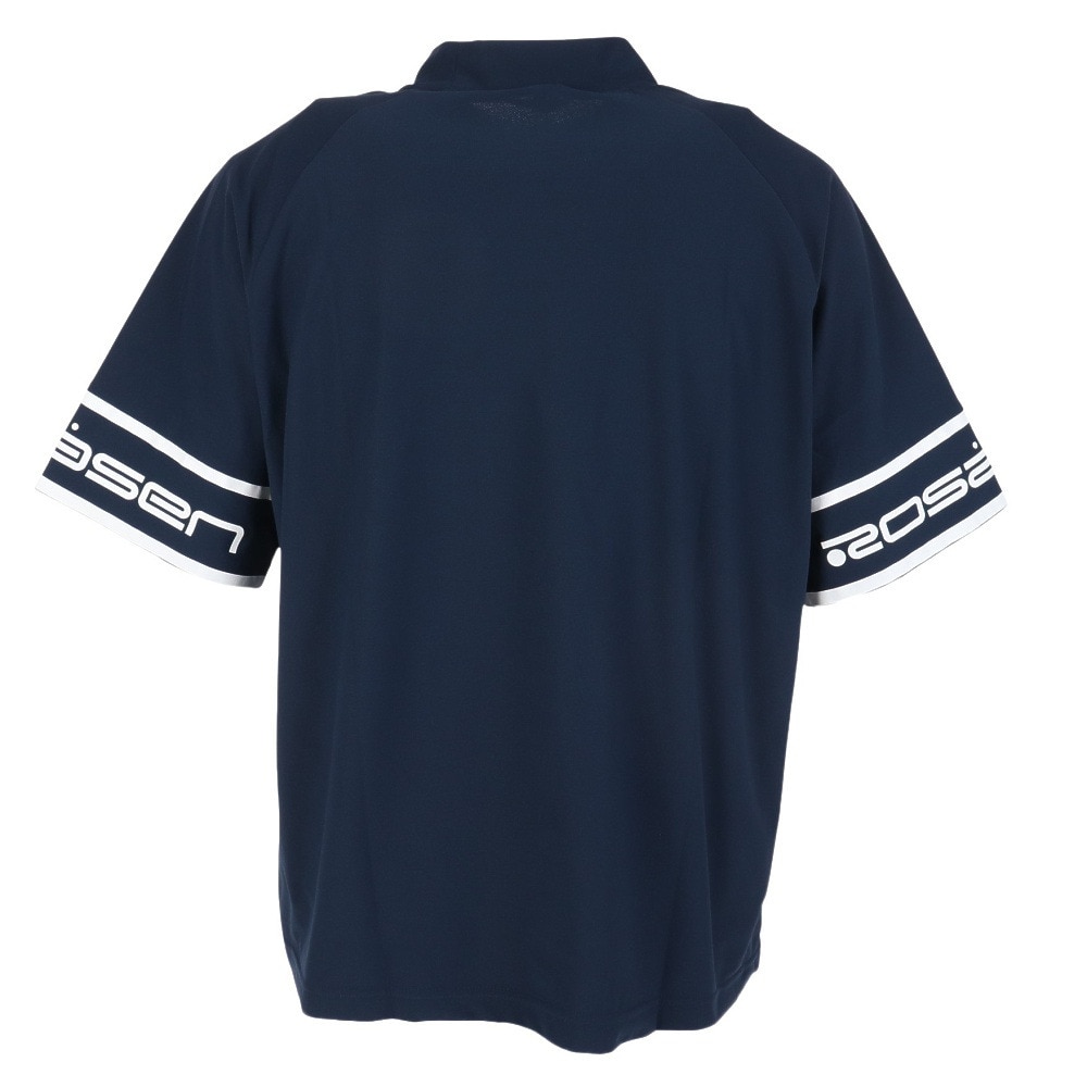 ROSASEN（メンズ）ゴルフウェア 吸汗 速乾 半袖 A-Line モックネック ロゴTシャツ 047-28443-098