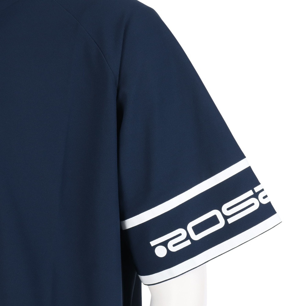 ROSASEN（メンズ）ゴルフウェア 吸汗 速乾 半袖 A-Line モックネック ロゴTシャツ 047-28443-098
