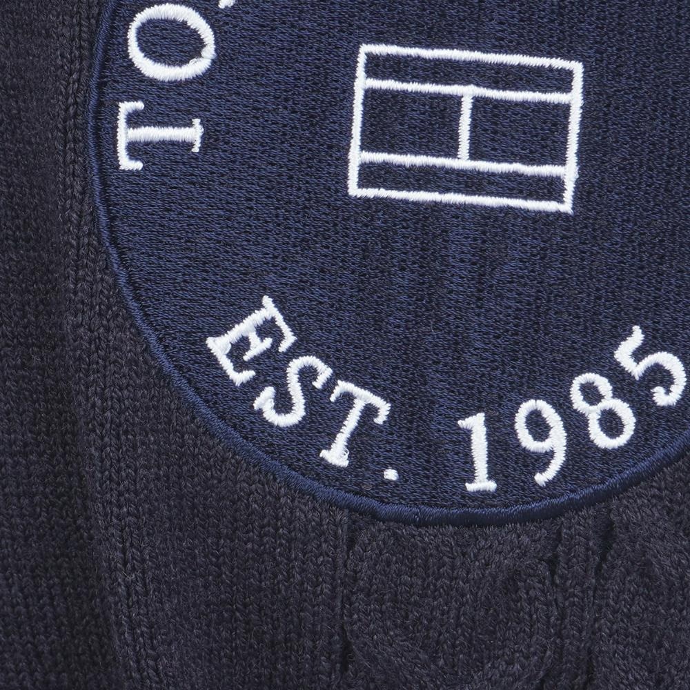 トミー ヒルフィガー ゴルフ（TOMMY HILFIGER GOLF）（メンズ）ゴルフウェア 保温 ケーブル柄 ショールカラーニット 長袖 THMA572-NVY