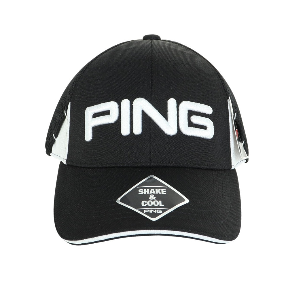 ピン（PING）（メンズ）ゴルフ SHAKE&COOL ダブルラッセルキャップ HW-P2305 S&クールWラッセル BK 36788