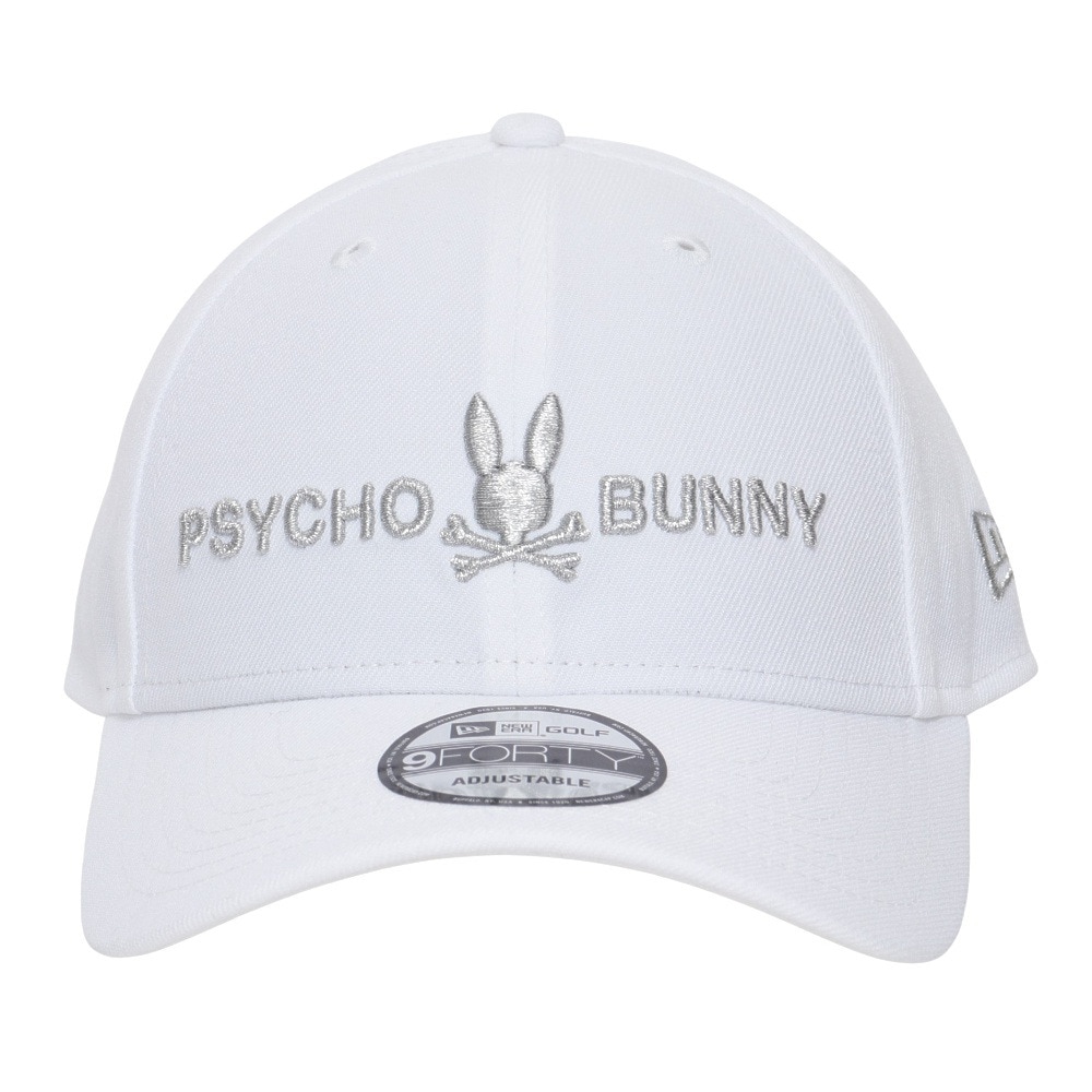 サイコバニー（Psycho Bunny）（メンズ、レディース）ゴルフ キャップ NEW ERAコラボキャップ PBMG452F-WHT