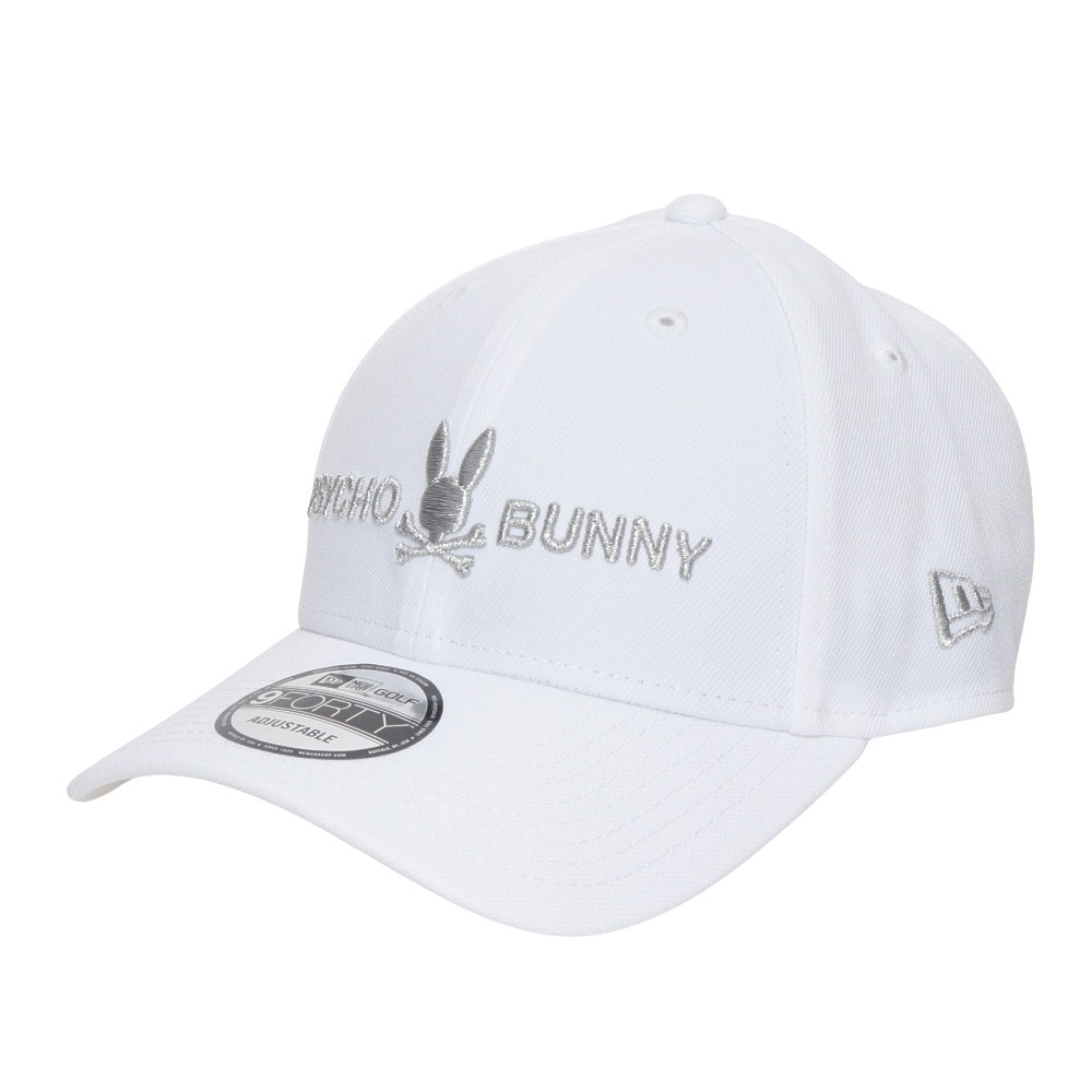 サイコバニー（Psycho Bunny）（メンズ、レディース）ゴルフ キャップ NEW ERAコラボキャップ PBMG452F-WHT