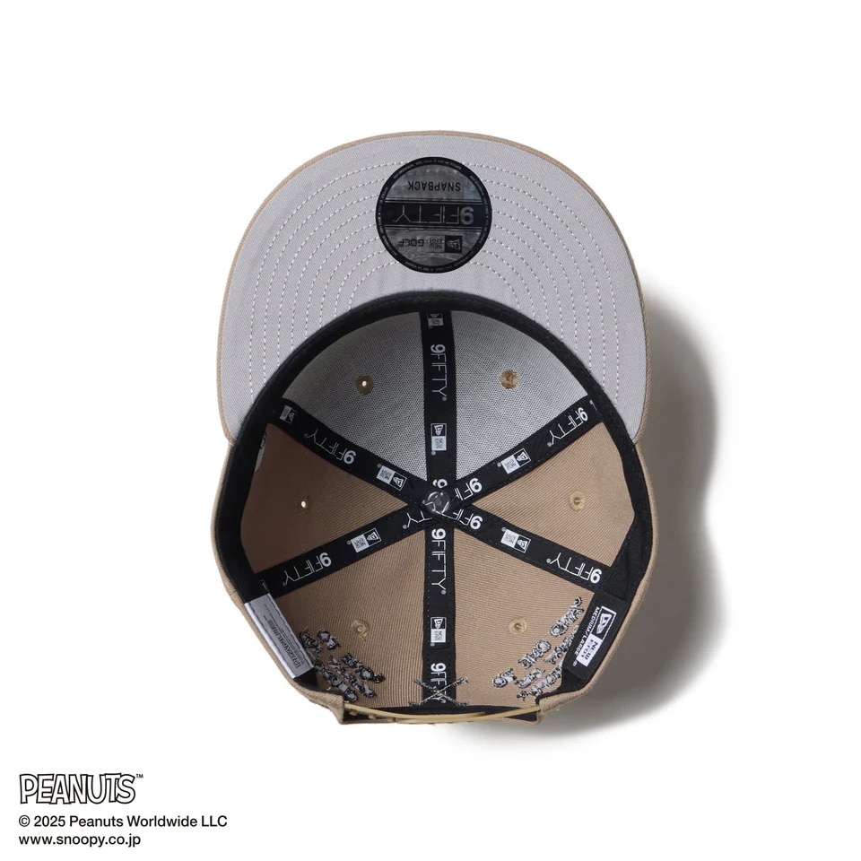 ニューエラ（NEW ERA）（メンズ、レディース）ゴルフ キャップ 9FIFTY PEANUTS ピーナッツ メッセージ ブリティッシュ カーキ 14344508
