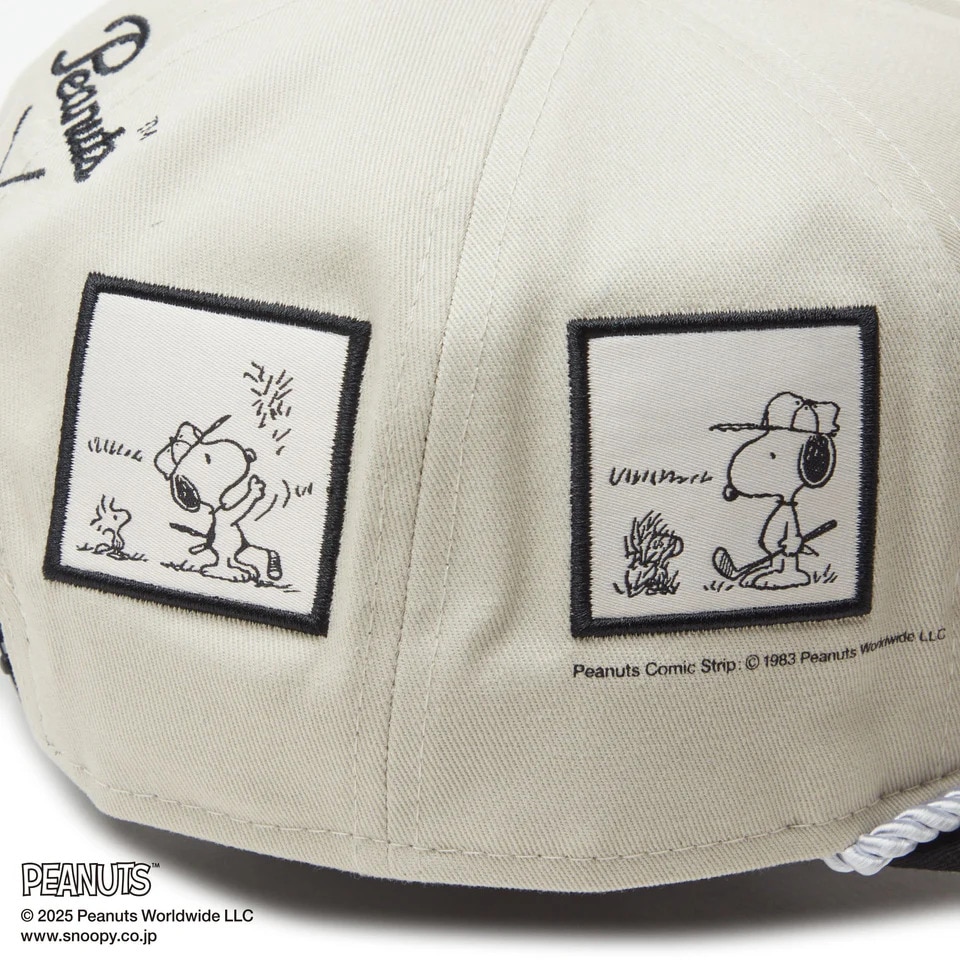ニューエラ（NEW ERA）（メンズ、レディース）ゴルフ キャップ The Golfer PEANUTS ピーナッツ パッチ ストーン ブラックバイザー 14344504