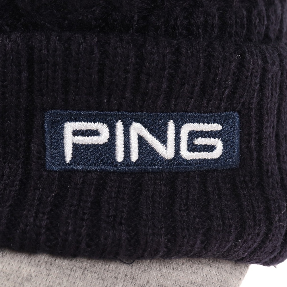 ピン（PING）（メンズ）ゴルフ 寒さ対策 防寒 あったかグッズ ブリムニットキャップ HW-U2207 NV 36443  ゴルフ用品はヴィクトリアゴルフ