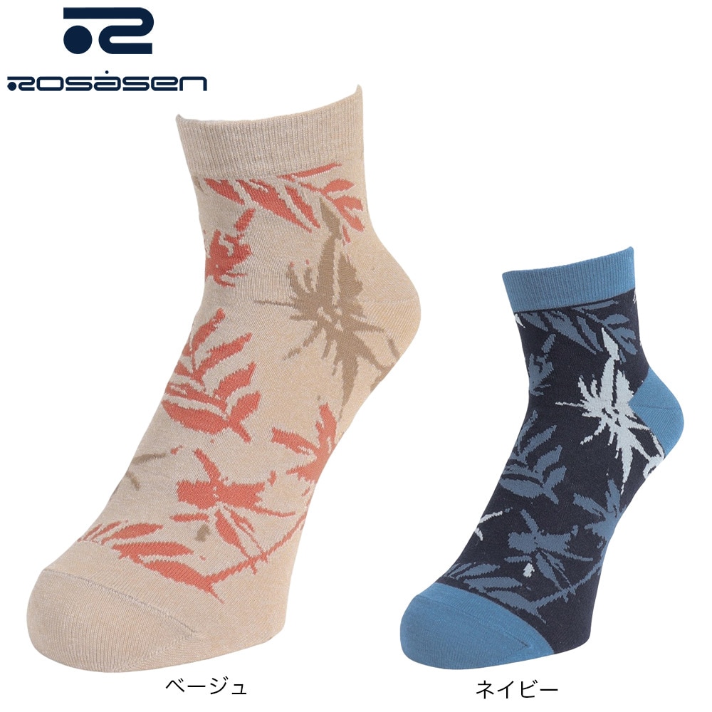 ROSASEN（メンズ）ゴルフ リーフ柄 レギュラー ソックス 046-41331-098