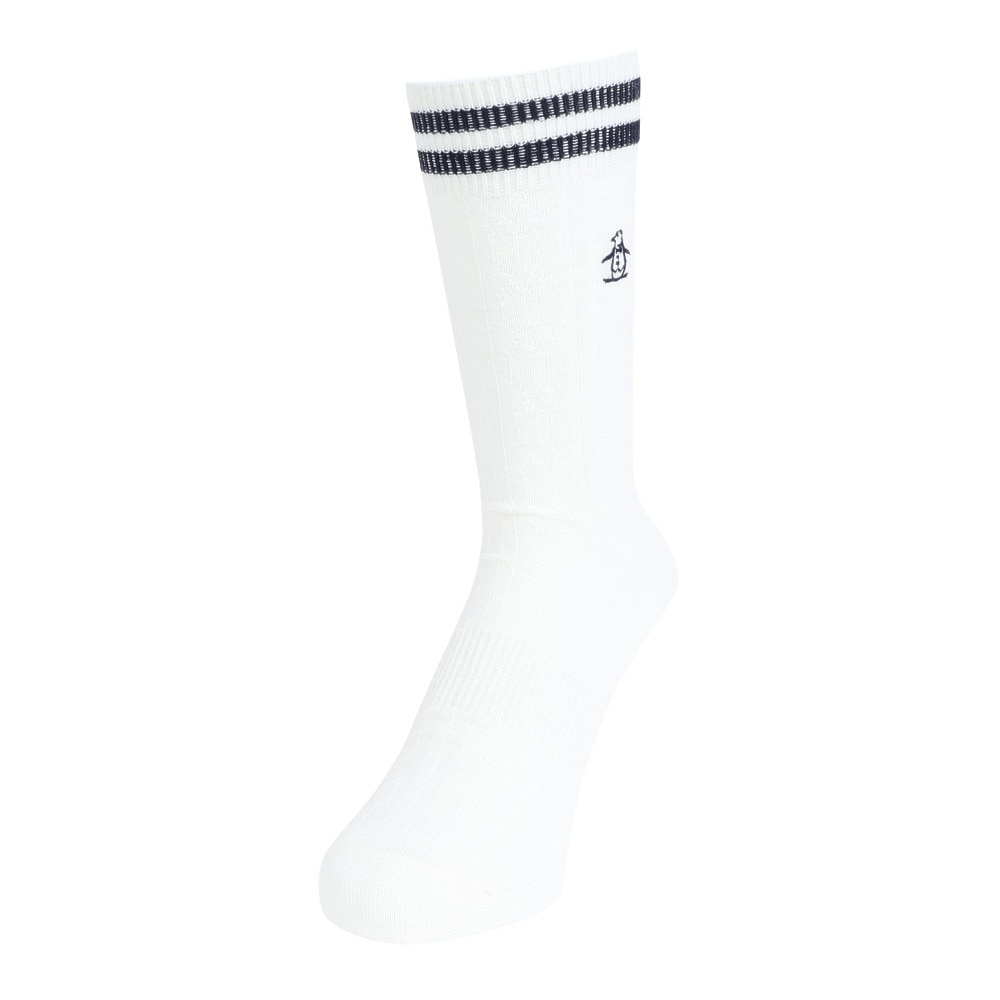 マンシングウエア（MUNSING WEAR）（メンズ）ゴルフ クルー丈 ワンポイントケーブルソックス MGBXJB01 WH00