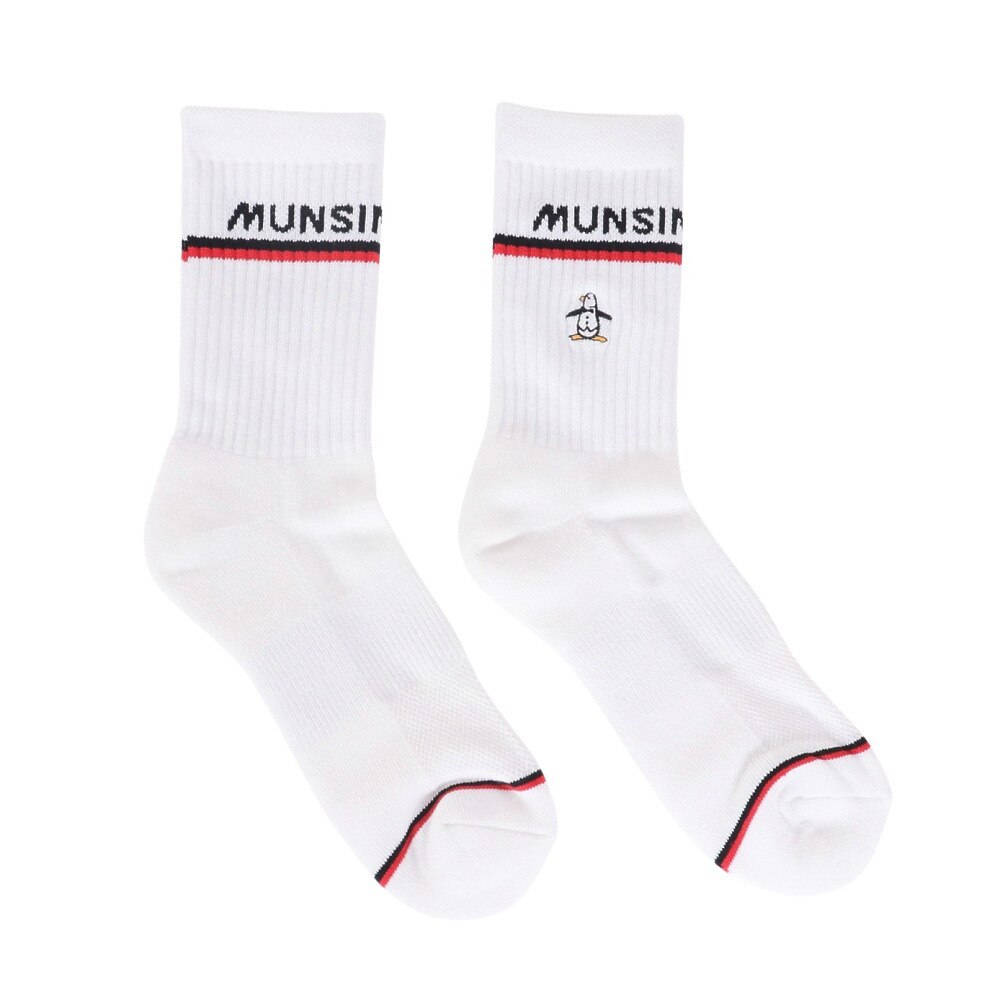 マンシングウエア（MUNSING WEAR）（メンズ）ゴルフ ミドル丈 ロゴラインソックス MG4FSO20M WH00