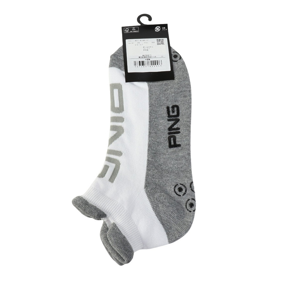 ピン（PING）（メンズ）ゴルフ 消臭 足底パイル ロゴ アンクルソックス 621-6186101-020