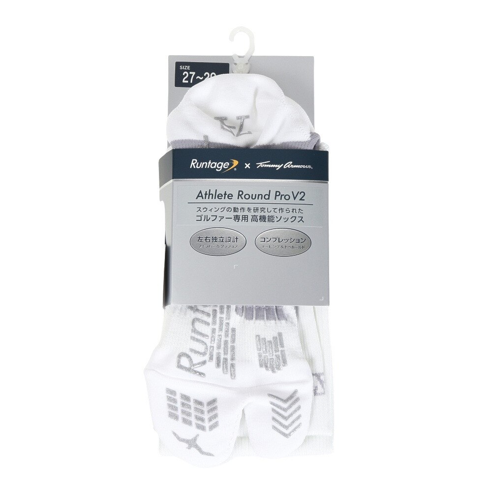 トミーアーマー（Tommy Armour）（メンズ）ゴルフ 着圧 Runtage ハイソックス TAED22F040016 WHT