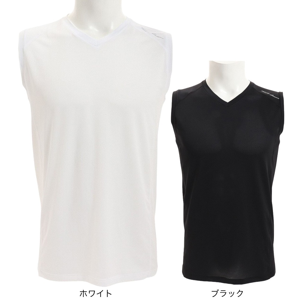 トミーアーマー（Tommy Armour）（メンズ）ゴルフウェア 吸汗 速乾 冷感 ノースリーブVネックシャツ TAGC23S040011 BLK 冷感