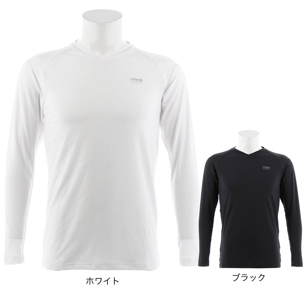 PG（メンズ）ゴルフウェア 夏 UV 日焼け対策 疲労軽減 セット Vネック アンダーシャツ PGMF8T432 OWHT