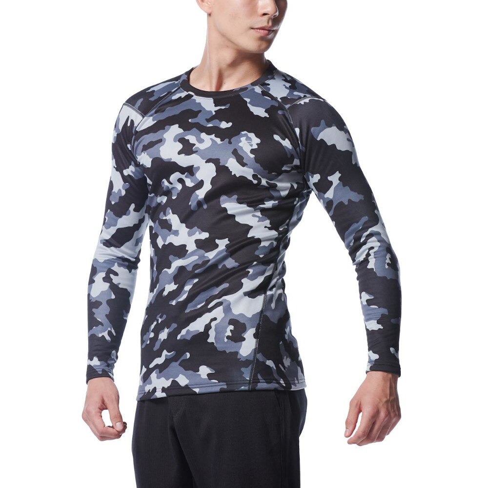 アンダーアーマー（UNDER ARMOUR）（メンズ）ゴルフウェア 長袖 防寒 UPF50 ドライ 抗菌 防臭 コールドギア フィッティド クルー カモ 1358622 BLK/MGA GO