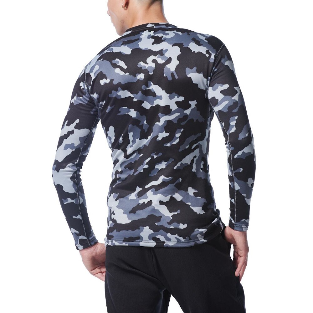 アンダーアーマー（UNDER ARMOUR）（メンズ）ゴルフウェア 長袖 防寒 UPF50 ドライ 抗菌 防臭 コールドギア フィッティド クルー カモ 1358622 BLK/MGA GO