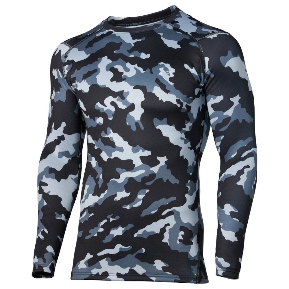 アンダーアーマー（UNDER ARMOUR）（メンズ）ゴルフウェア 長袖 防寒 UPF50 ドライ 抗菌 防臭 コールドギア フィッティド クルー カモ 1358622 BLK/MGA GO