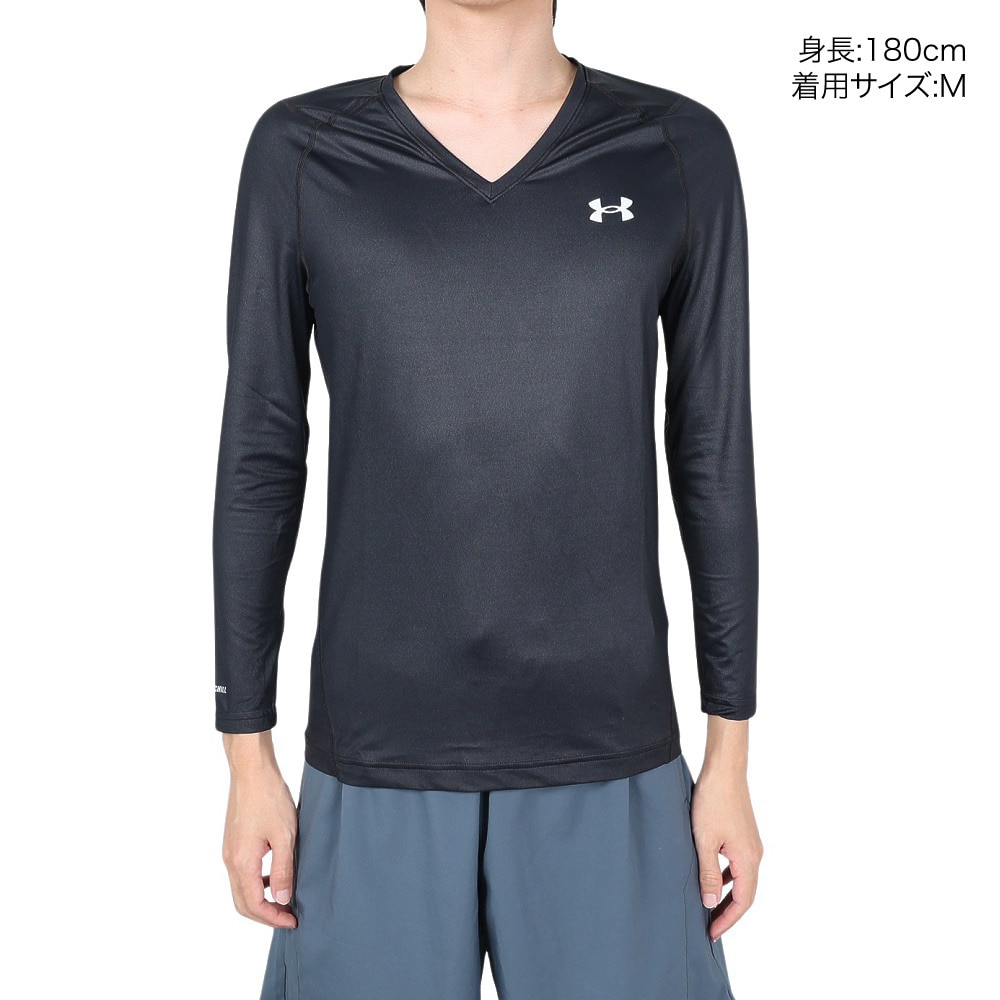 アンダーアーマー（UNDER ARMOUR）（メンズ）ゴルフウェア 防臭 ドライ アイソチル フィッティド Vネック 長袖アンダーシャツ 1364334 BLK/BLK/WHT GO