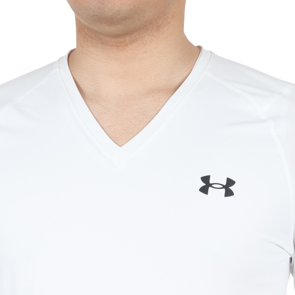 アンダーアーマー（UNDER ARMOUR）（メンズ）ゴルフウェア インナー アイソチル フィッティド Vネック 長袖アンダーシャツ 1364334 WHT/WHT/BLKgO