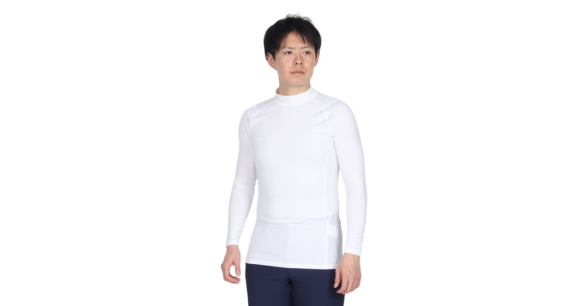 アンダーアーマー｜ゴルフウェア 夏 UV 日焼け対策 抗菌防臭 ヒートギア フィッティド 長袖モックネックシャツ 1371672 100 - ゴルフ 用品はヴィクトリアゴルフ