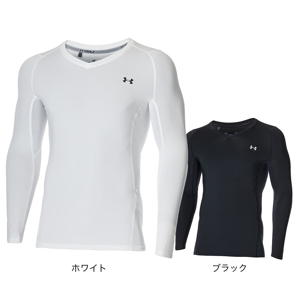アンダーアーマー（UNDER ARMOUR）（メンズ）ヒートギア フィッティド ロングスリーブ Vネック シャツ 1371673 100