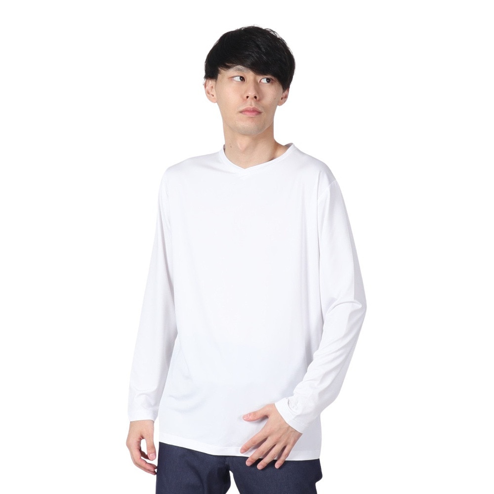クランク（CLUNK）（メンズ）ゴルフウェア インナー 吸水速乾 接触冷感 Vネック 長袖アンダーシャツ CL5MTU02 WHT