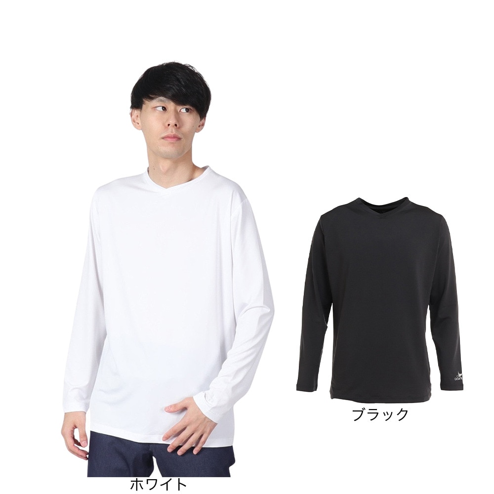 クランク（CLUNK）（メンズ）ゴルフウェア インナー 吸水 速乾 接触冷感 Vネック 長袖アンダーシャツ CL5MTU02 BLK