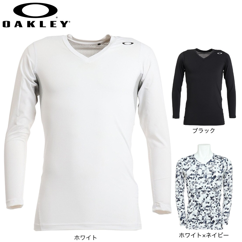 オークリー（OAKLEY）（メンズ）ゴルフウェア インナー 吸汗 速乾 ストレッチ BASE LAYER 長袖 Vネック インナーシャツ FOA405086-100