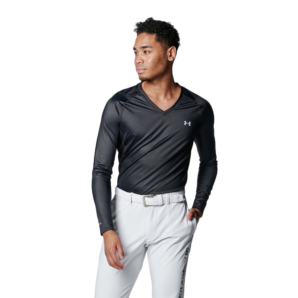 アンダーアーマー（UNDER ARMOUR）（メンズ）ゴルフウェア 吸熱発散 アンダーウェア アイソチル フィッティドロングスリーブVネックシャツ 1384824 001