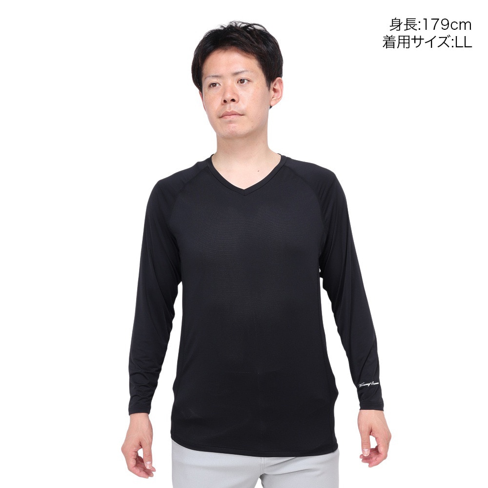 トミーアーマー（Tommy Armour）（メンズ）ゴルフウェア インナー 吸汗速乾 接触冷感 長袖 Vネックシャツ TAGC24S040051 BLK