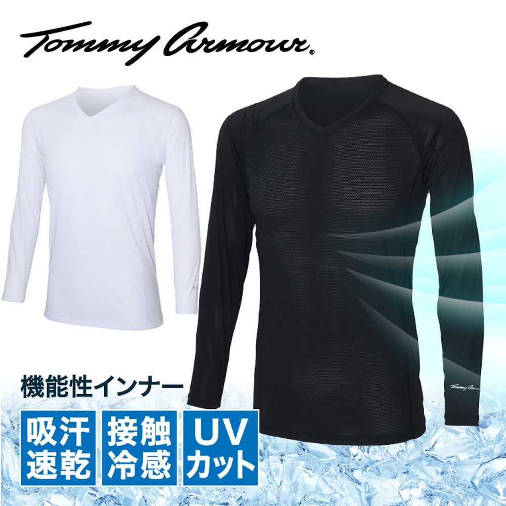 トミーアーマー（Tommy Armour）（メンズ）ゴルフウェア インナー 吸汗速乾 接触冷感 長袖 Vネックシャツ TAGC24S040051 BLK